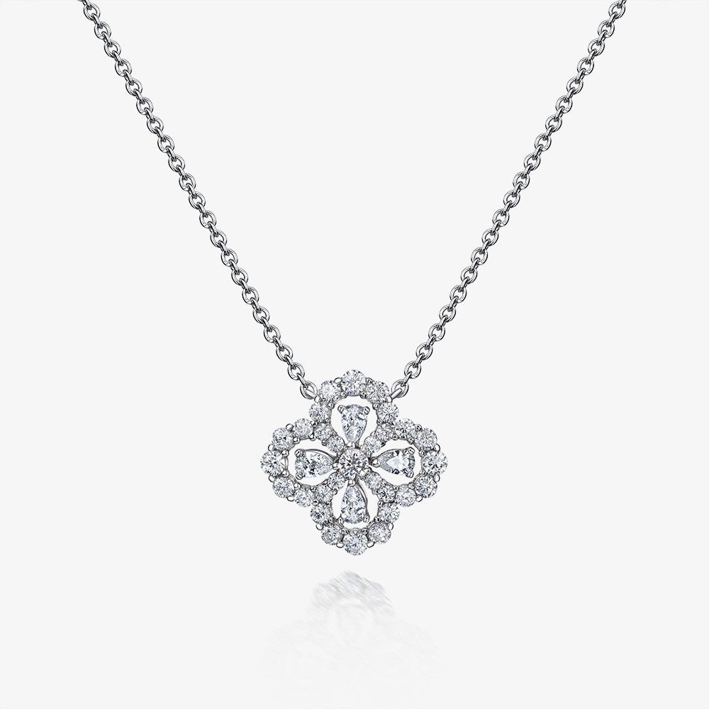 OliyaDesign 2.5*4 Teardrop-Shaped 0.2Ct Four-Leaf Clover Necklace