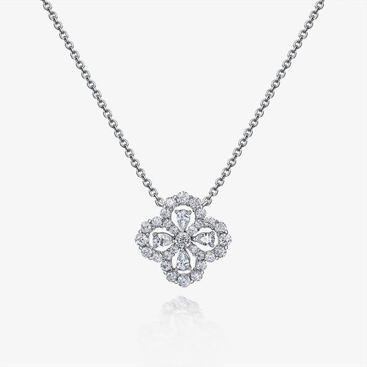 OliyaDesign 2.5*4 Teardrop-Shaped 0.2Ct Four-Leaf Clover Necklace