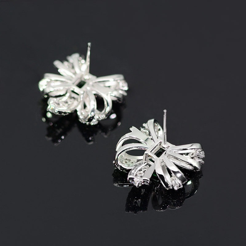 OliyaDesign 1Ct Zambian-Colored Lab-Grown Emerald 5*7Mm S925 Sterling Silver Butterfly Earrings
