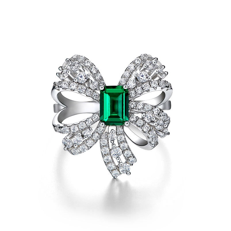 OliyaDesign 1Ct Rectangular 5*7 Lab-Grown Emerald Ring