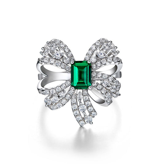 OliyaDesign 1Ct Rectangular 5*7 Lab-Grown Emerald Ring
