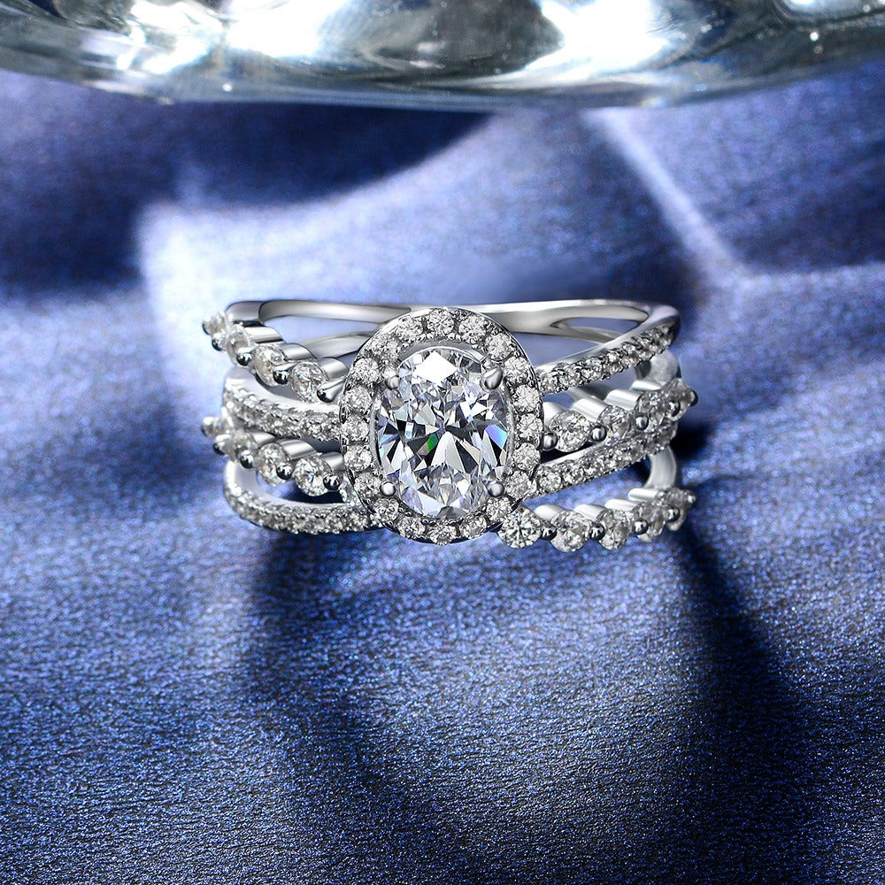 OliyaDesign New 1-Carat Oval-Shaped 6*8 High-Carbon Diamond S925 Silver Ring