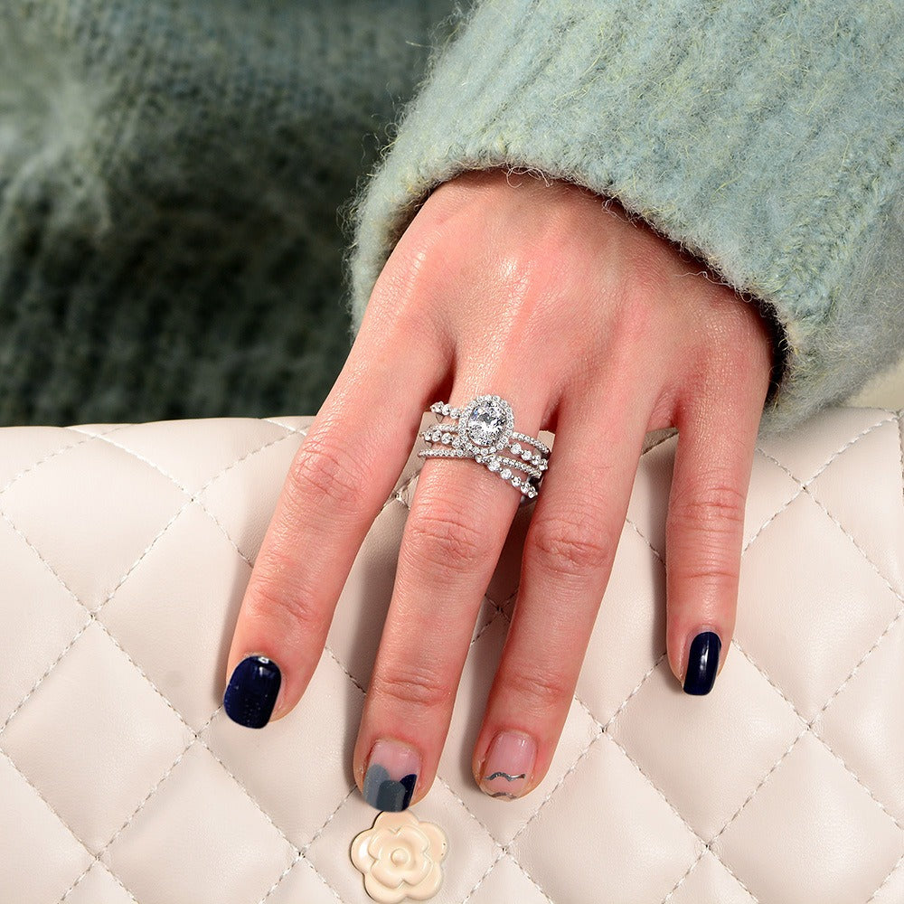 OliyaDesign New 1-Carat Oval-Shaped 6*8 High-Carbon Diamond S925 Silver Ring