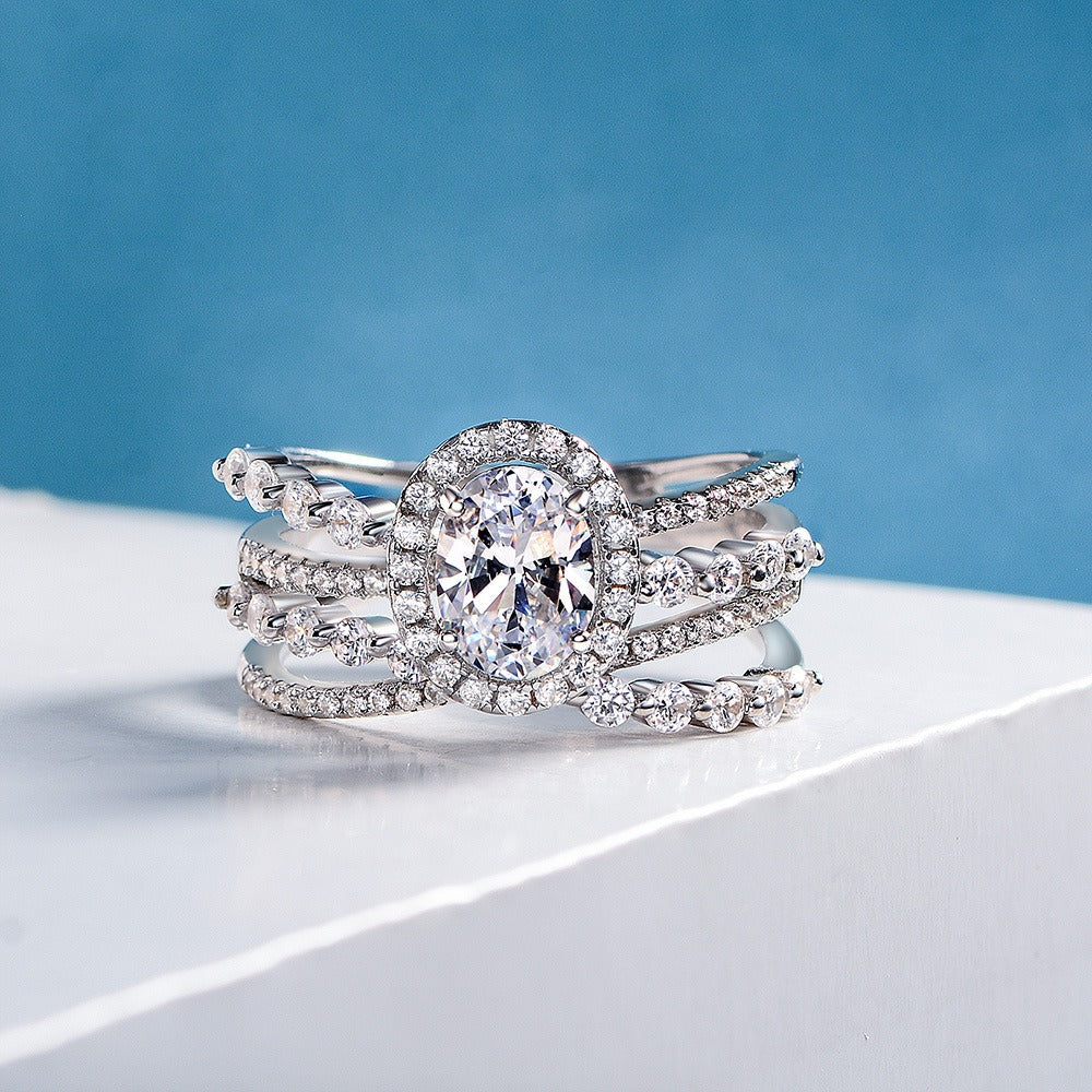 OliyaDesign New 1-Carat Oval-Shaped 6*8 High-Carbon Diamond S925 Silver Ring