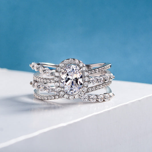 OliyaDesign New 1-Carat Oval-Shaped 6*8 High-Carbon Diamond S925 Silver Ring