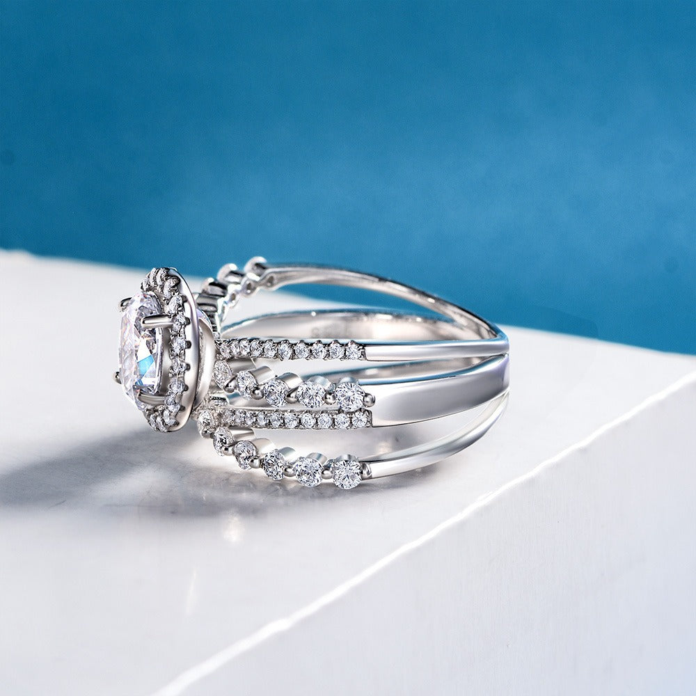 OliyaDesign New 1-Carat Oval-Shaped 6*8 High-Carbon Diamond S925 Silver Ring