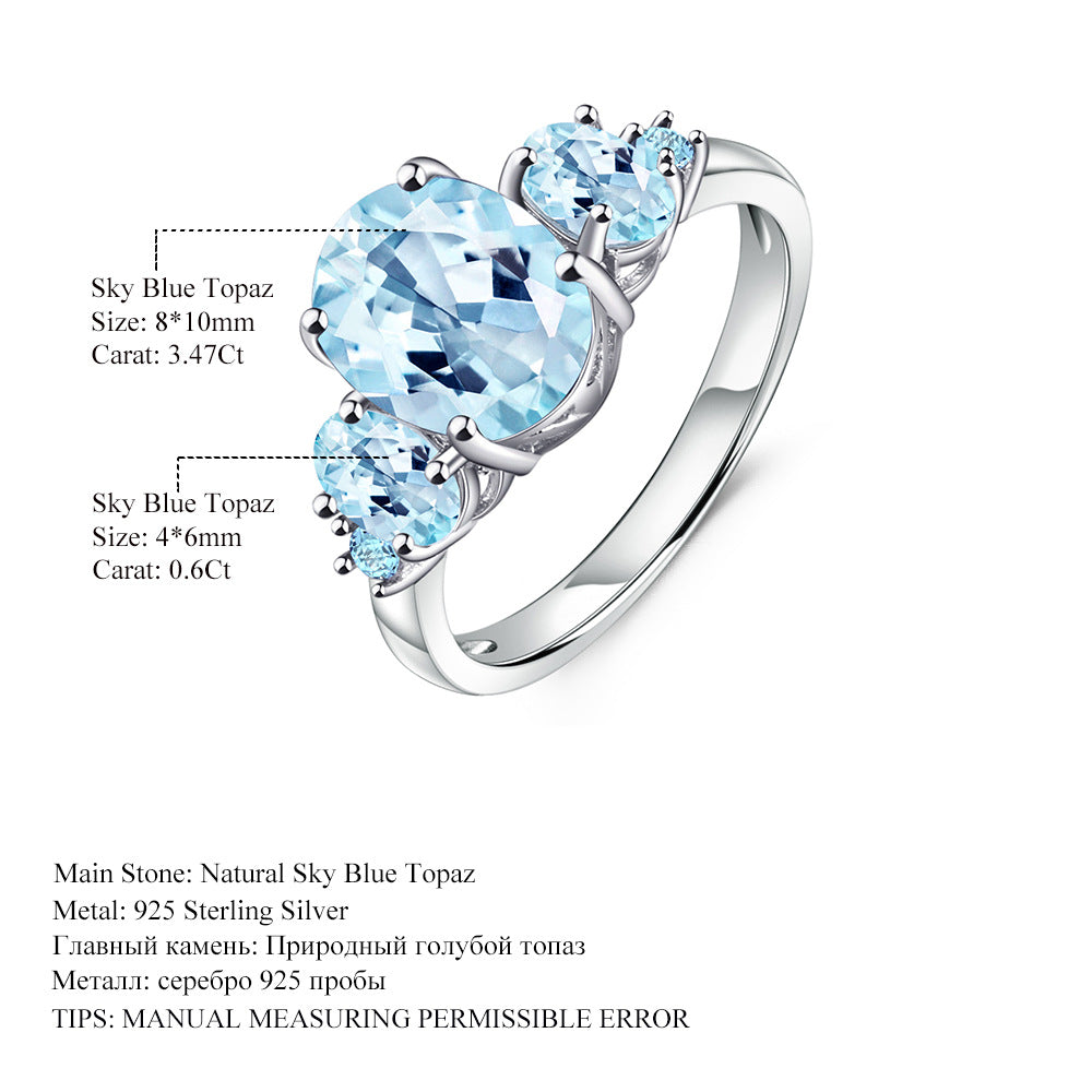 OliyaDesign Natural Topaz Sterling Silver Gemstone Ring