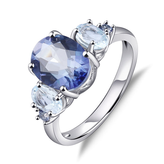 OliyaDesign Natural Topaz Sterling Silver Gemstone Ring