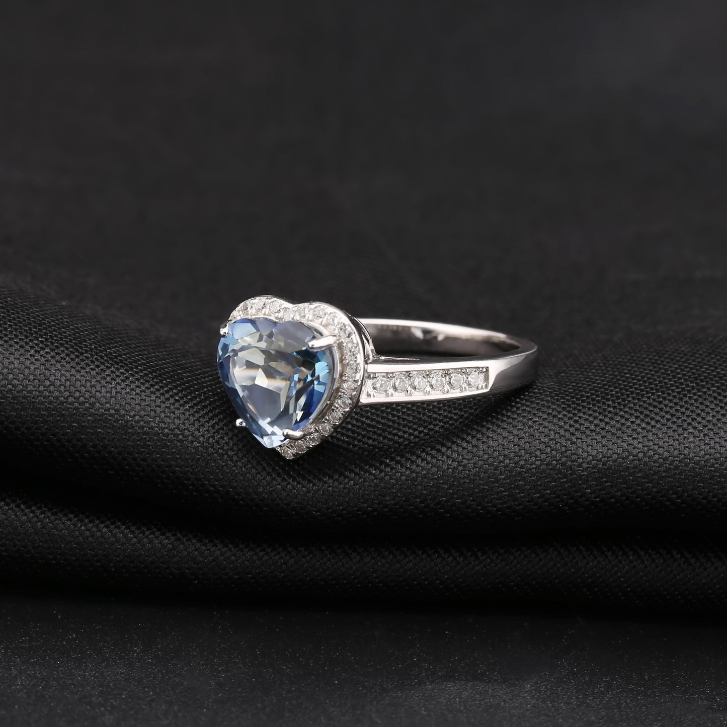 OliyaDesign Luxury Design 925 Silver Colored Gemstone And Crystal Ring