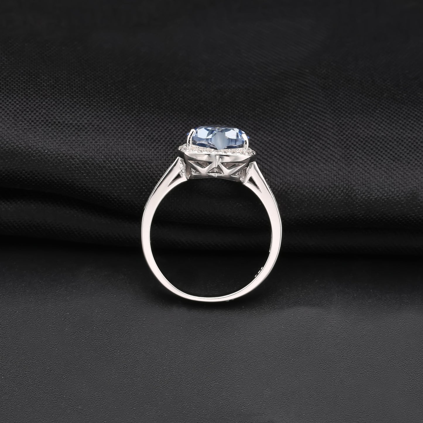 OliyaDesign Luxury Design 925 Silver Colored Gemstone And Crystal Ring