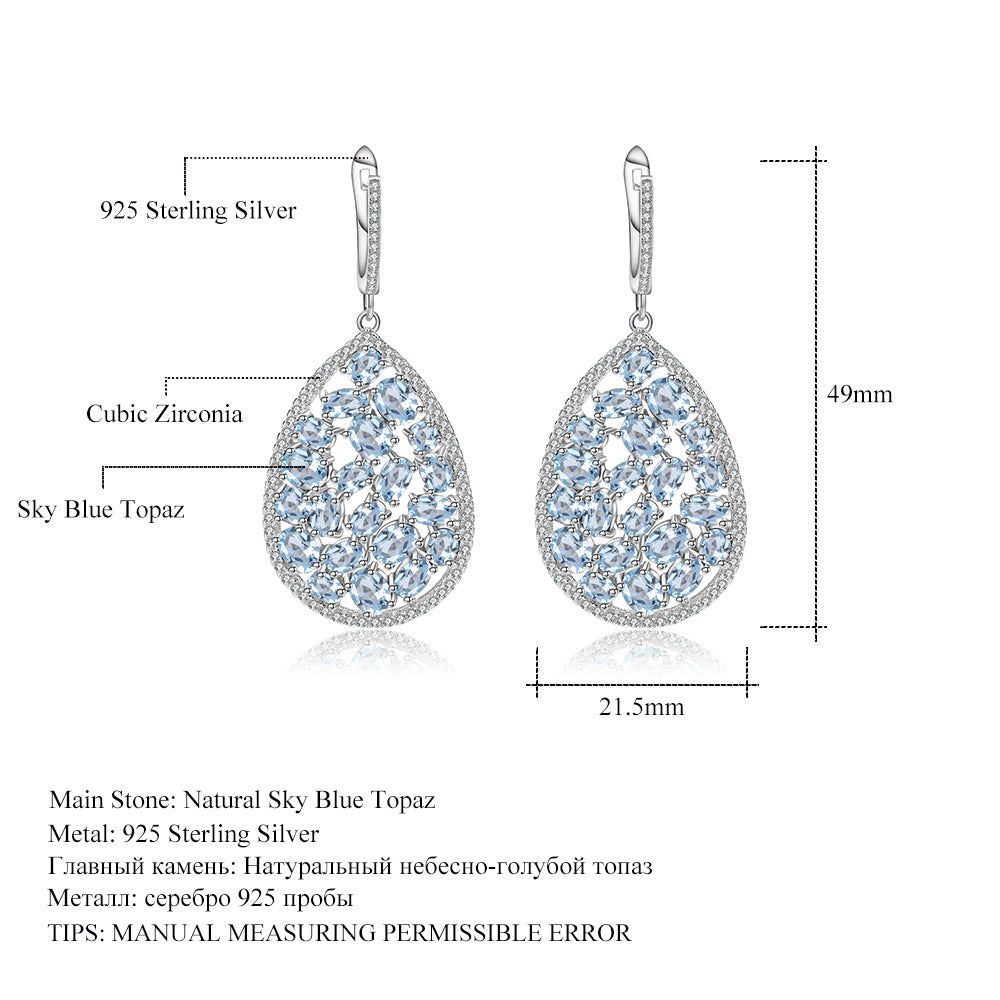 OliyaDesign Tourmaline European And American Retro Style Personalized Colorful Gemstone Natural Crystal S925 Silver Earrings