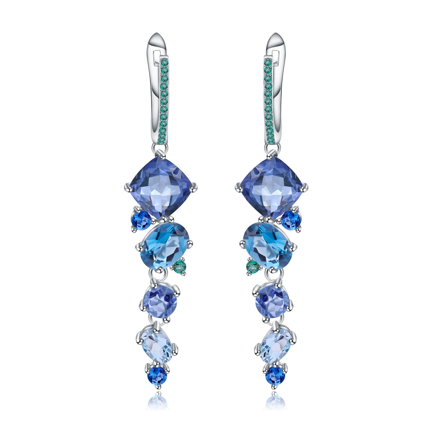 OliyaDesign Luxury Designer-Style High-End S925 Sterling Silver Natural Gemstone Earrings