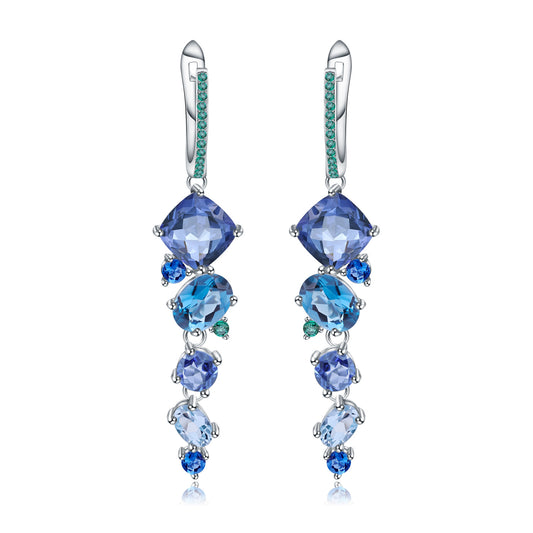 OliyaDesign Luxury Designer-Style High-End S925 Sterling Silver Natural Gemstone Earrings