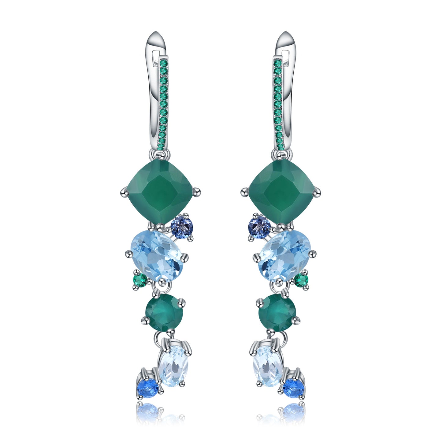 OliyaDesign Luxury Designer-Style High-End S925 Sterling Silver Natural Gemstone Earrings