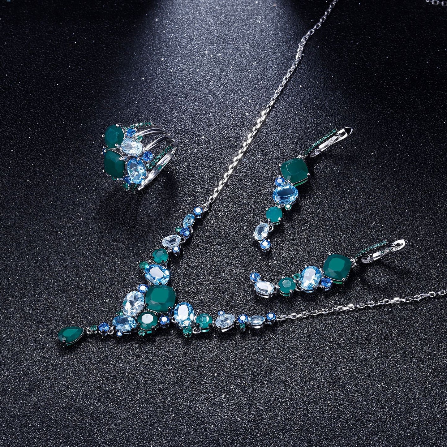 OliyaDesign Luxury Designer-Style High-End S925 Sterling Silver Natural Gemstone Earrings