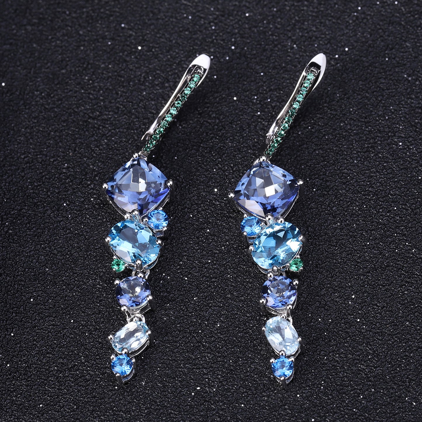 OliyaDesign Luxury Designer-Style High-End S925 Sterling Silver Natural Gemstone Earrings