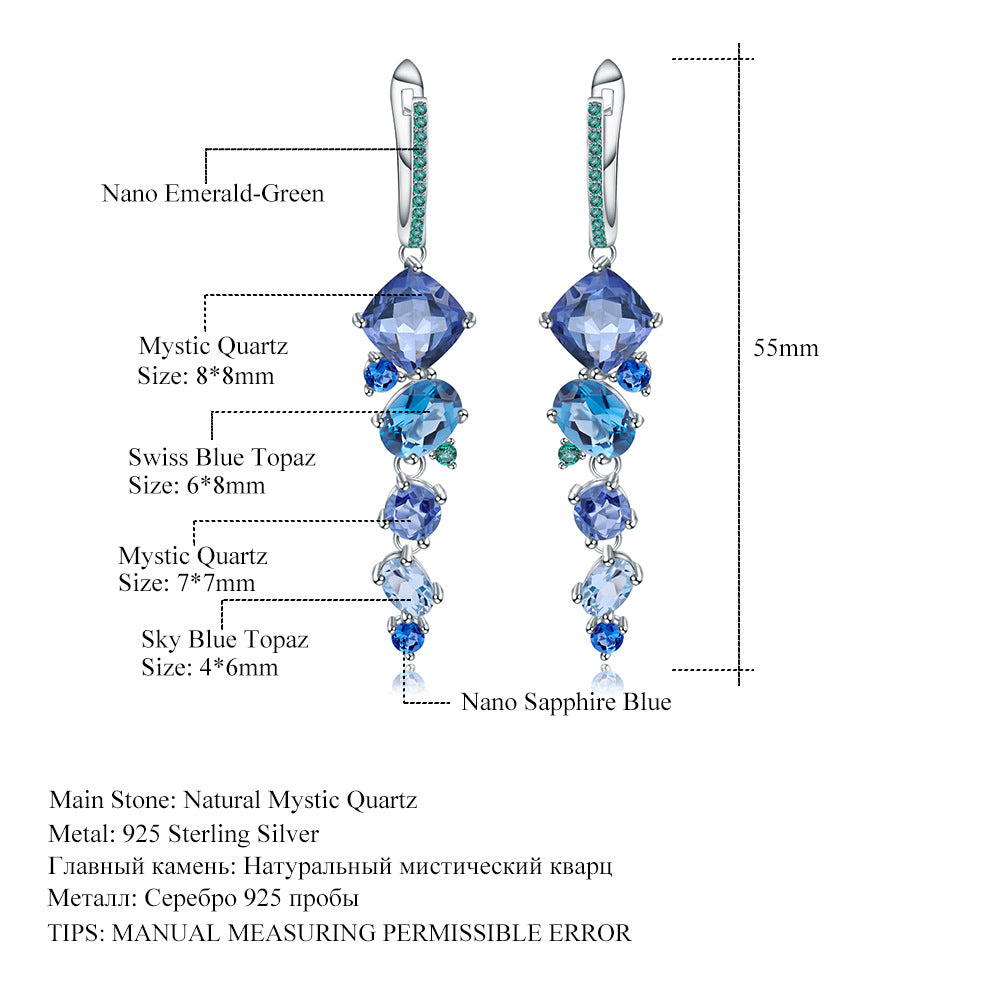 OliyaDesign Luxury Designer-Style High-End S925 Sterling Silver Natural Gemstone Earrings