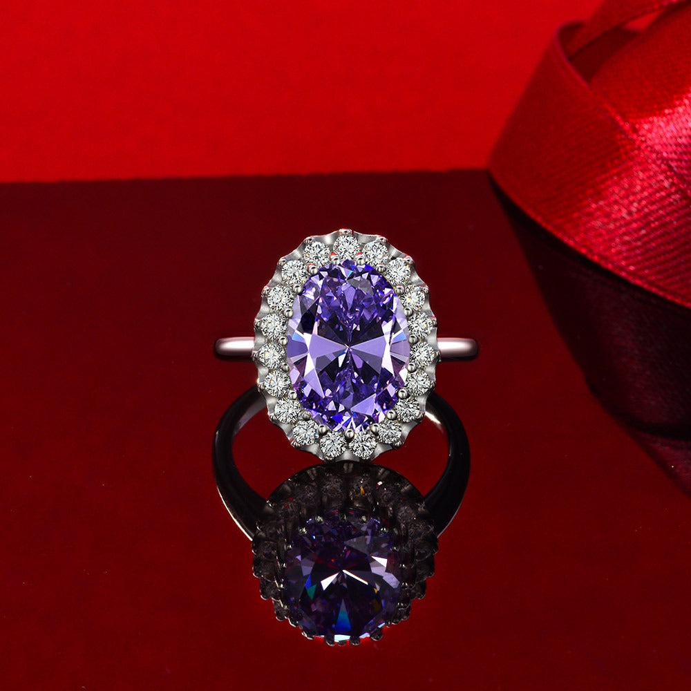 OliyaDesign 10*14 High-Carbon Floral Design 8-Carat Ring