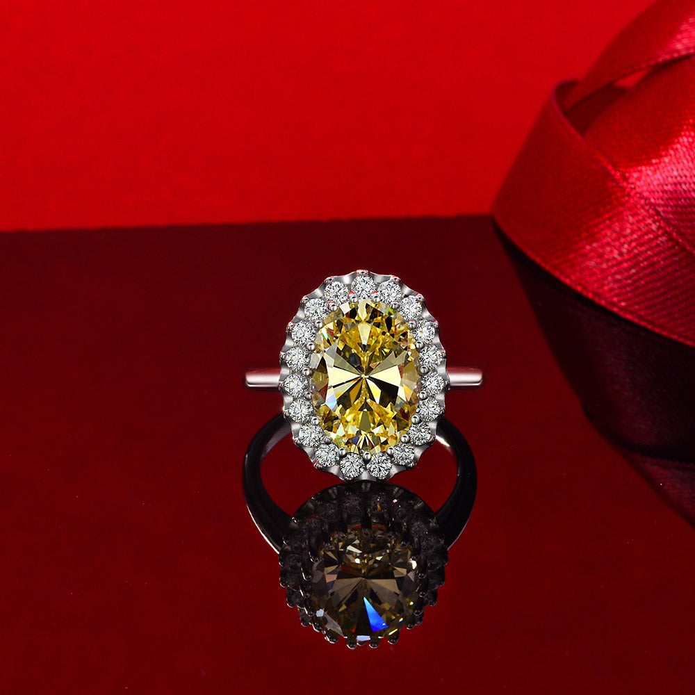 OliyaDesign 10*14 High-Carbon Floral Design 8-Carat Ring