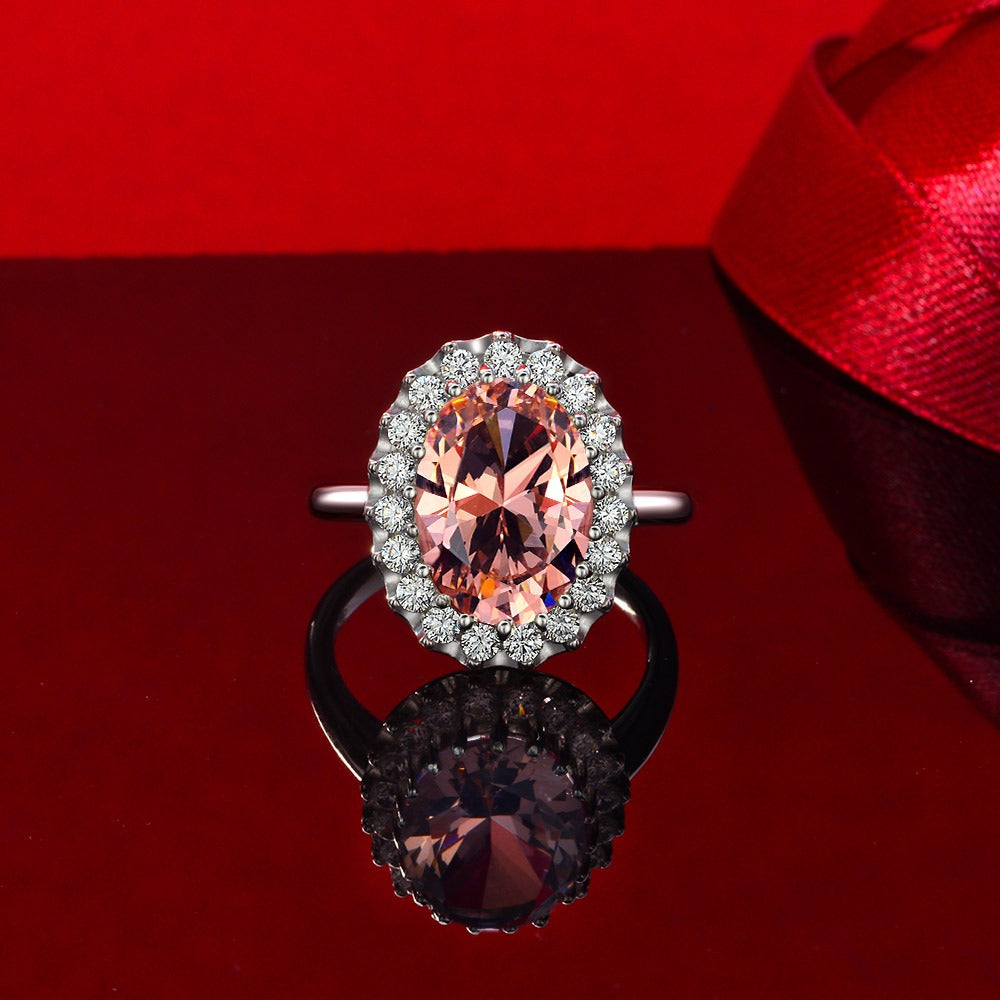 OliyaDesign 10*14 High-Carbon Floral Design 8-Carat Ring