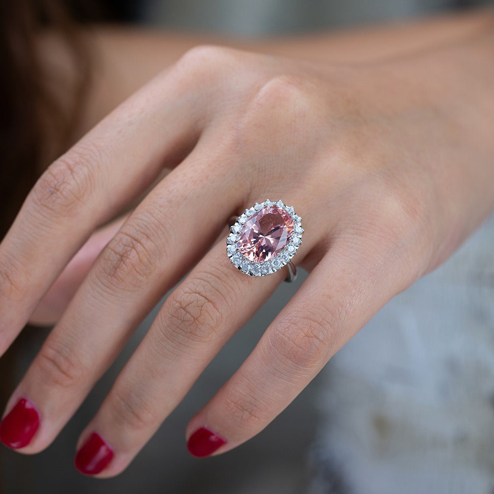 OliyaDesign 10*14 High-Carbon Floral Design 8-Carat Ring