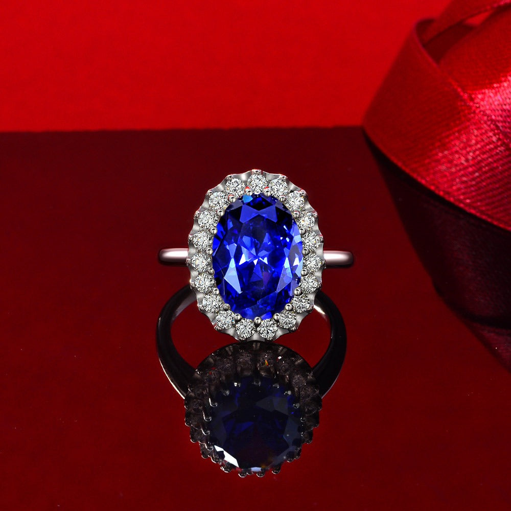 OliyaDesign 10*14 High-Carbon Floral Design 8-Carat Ring