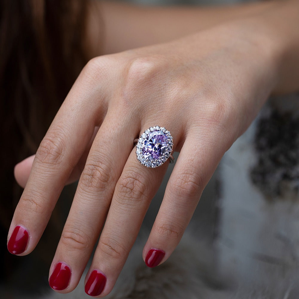 OliyaDesign 10*14 High-Carbon Floral Design 8-Carat Ring