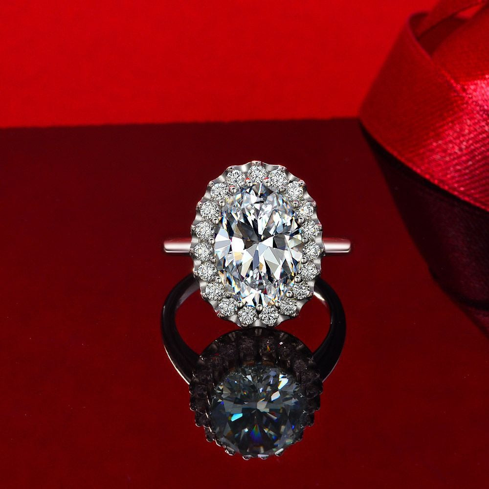 OliyaDesign 10*14 High-Carbon Floral Design 8-Carat Ring
