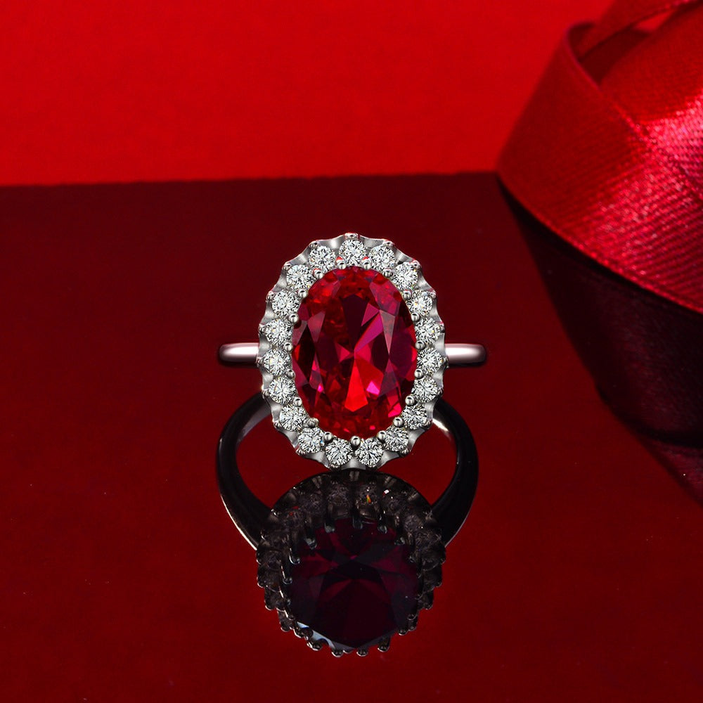 OliyaDesign 10*14 High-Carbon Floral Design 8-Carat Ring