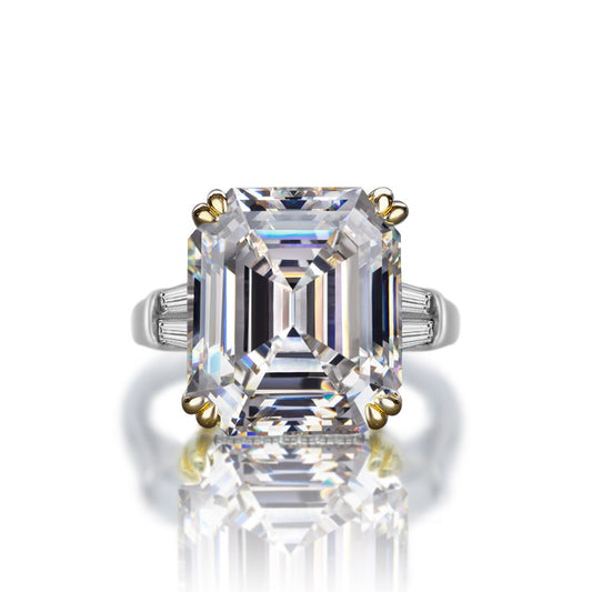 OliyaDesign 15-Carat Luxury High-Carbon 925 Sterling Silver Zircon Ring