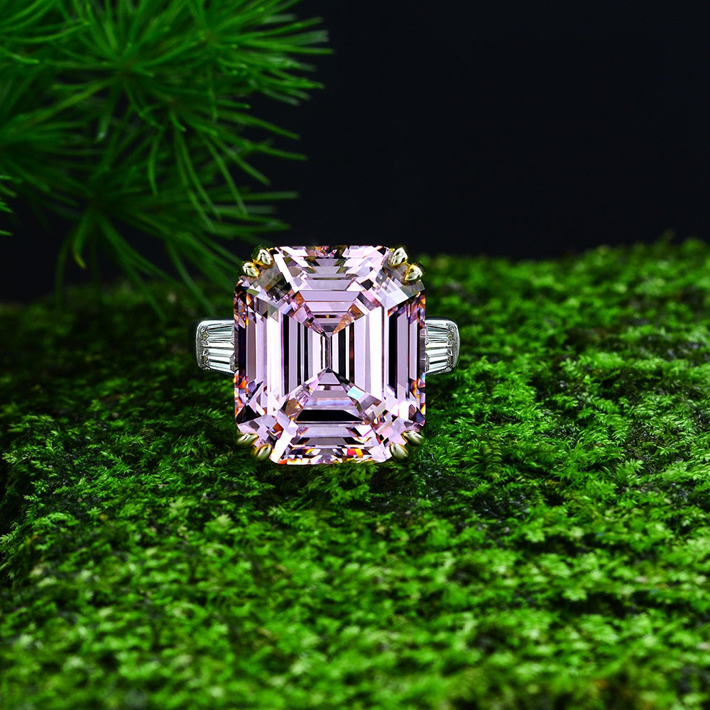 OliyaDesign 15-Carat Luxury High-Carbon 925 Sterling Silver Zircon Ring