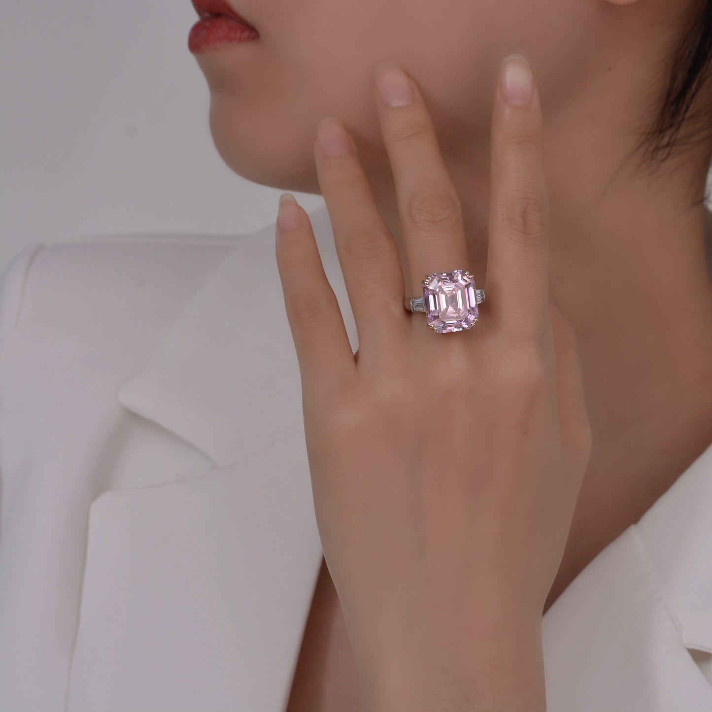 OliyaDesign 15-Carat Luxury High-Carbon 925 Sterling Silver Zircon Ring