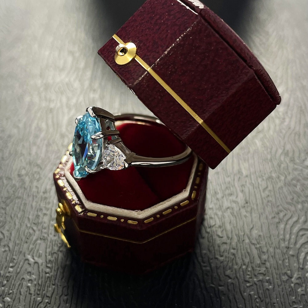 OliyaDesign 3-Carat S925 Sterling Silver Ring Set With High-Carbon Diamond Marquise 8*14Mm