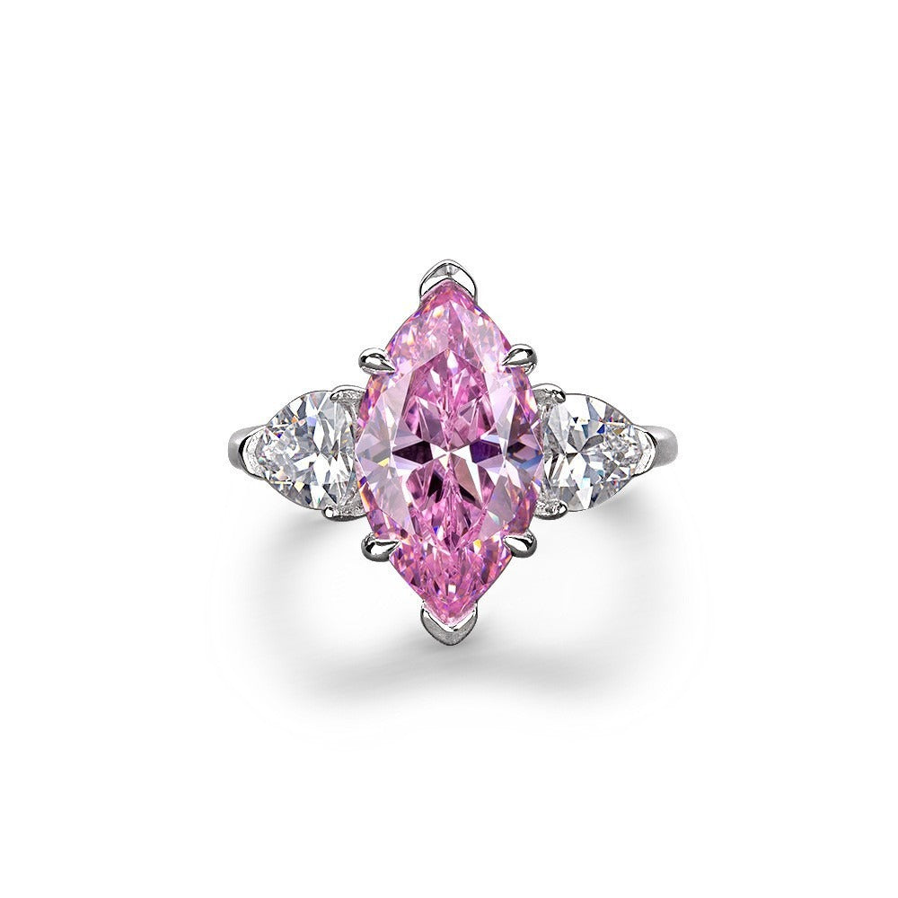 OliyaDesign 3-Carat S925 Sterling Silver Ring Set With High-Carbon Diamond Marquise 8*14Mm