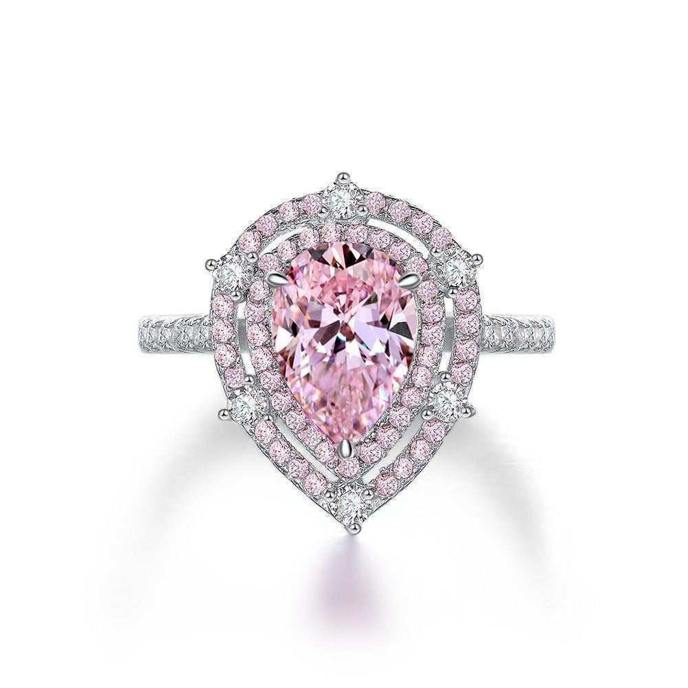 OliyaDesign 1.5Ct Pink Pear-Shaped 7*10 Ring