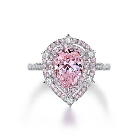 OliyaDesign 1.5Ct Pink Pear-Shaped 7*10 Ring