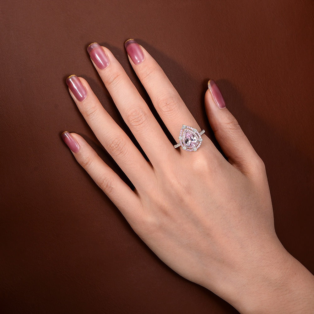 OliyaDesign 1.5Ct Pink Pear-Shaped 7*10 Ring