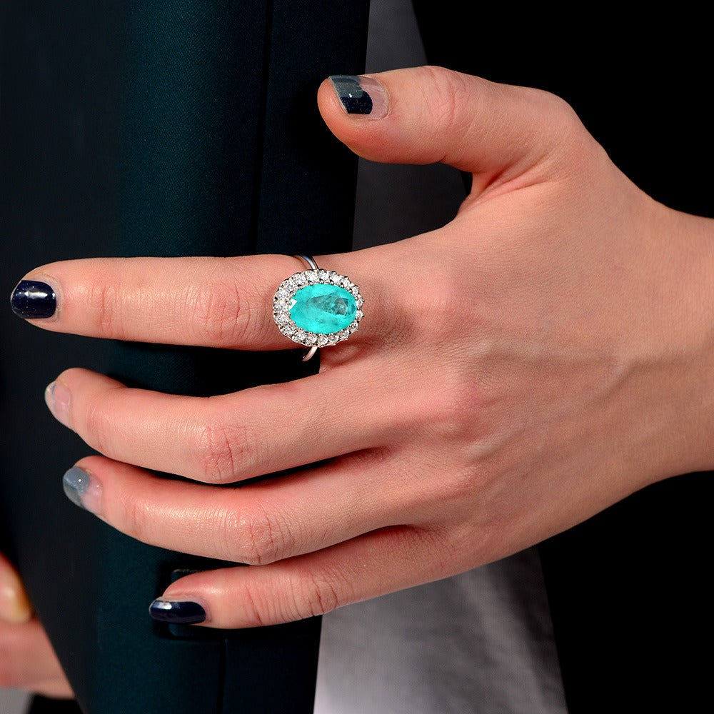 OliyaDesign 5-Carat 10*14Mm Oval-Shaped High-Carbon Diamond Ring