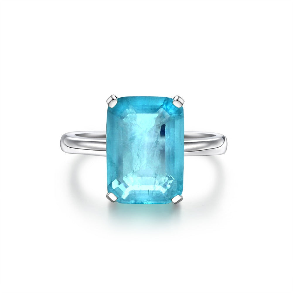 OliyaDesign 10*14 Synthesized Paraiba 7-Carat Ring