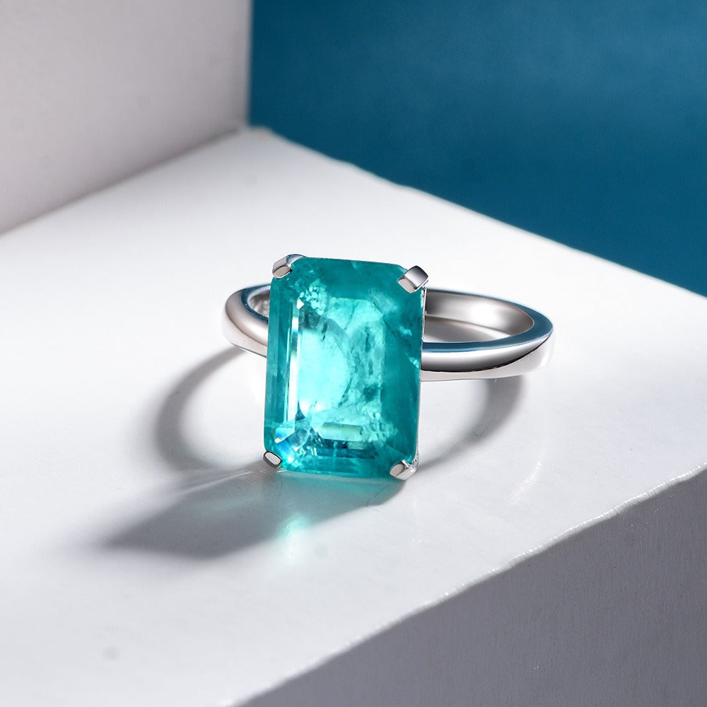 OliyaDesign 10*14 Synthesized Paraiba 7-Carat Ring