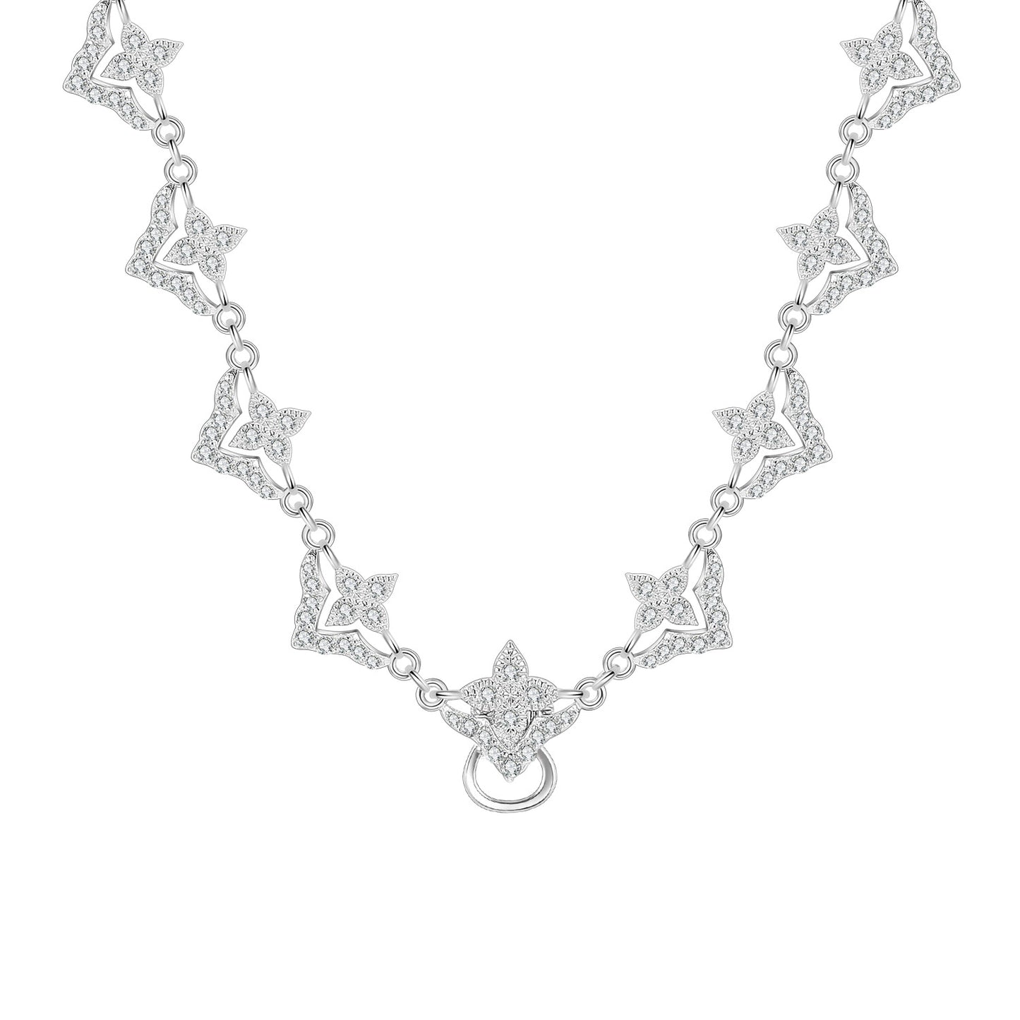 OliyaDesign New S925 Sterling Silver Full Diamond Versatile High-End Light Luxury Design Elegant Collarbone Necklace