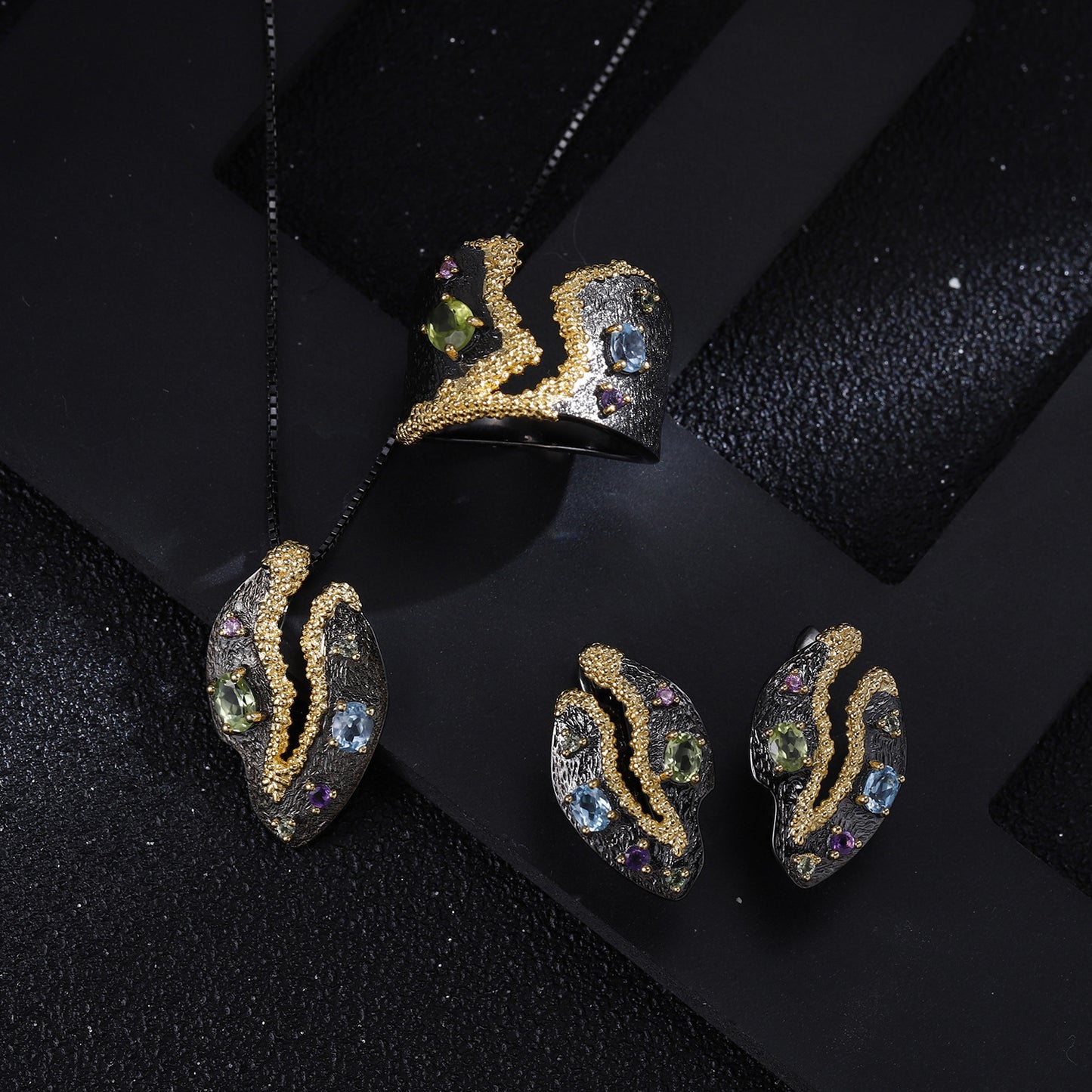 OliyaDesign Italian Craftsmanship, Designer-Inspired Vintage Court Style, High-End S925 Sterling Silver Natural Gemstone Ring