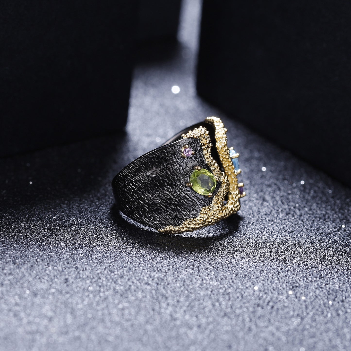 OliyaDesign Italian Craftsmanship, Designer-Inspired Vintage Court Style, High-End S925 Sterling Silver Natural Gemstone Ring