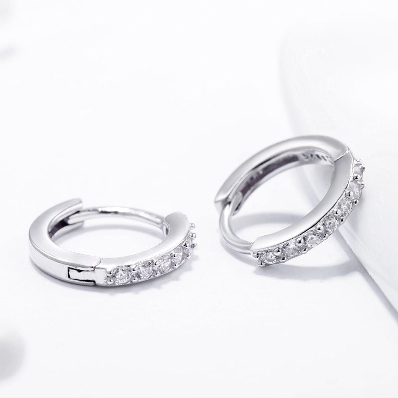 OliyaDesign Circle Full Diamond S925 Sterling Silver Earrings
