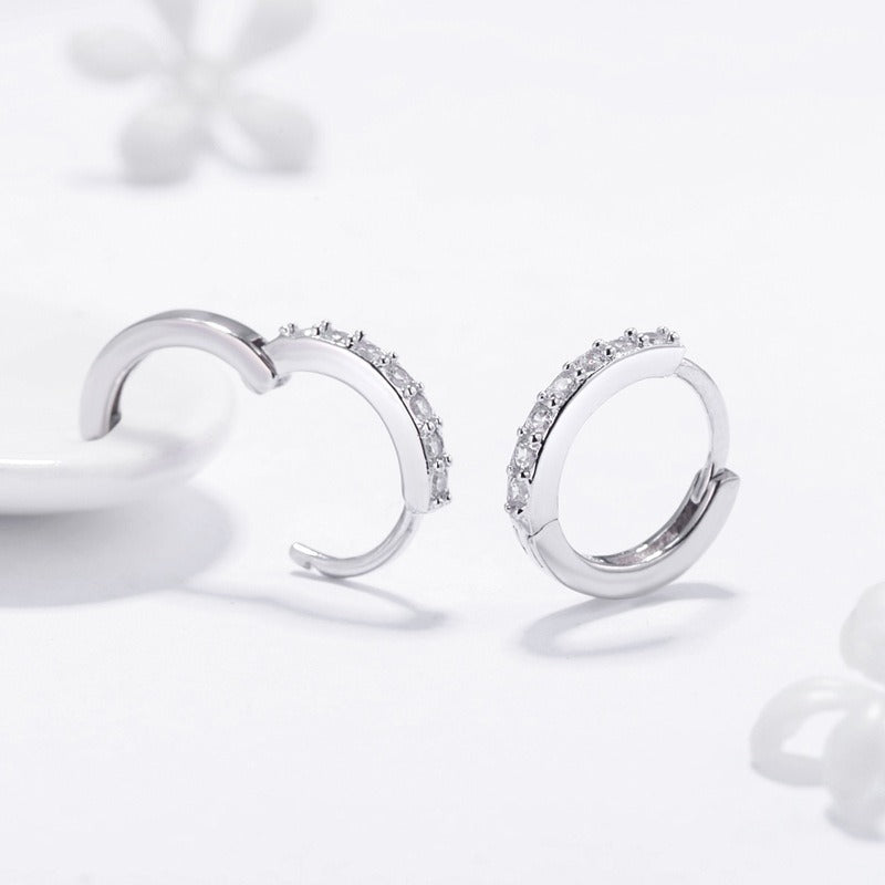 OliyaDesign Circle Full Diamond S925 Sterling Silver Earrings
