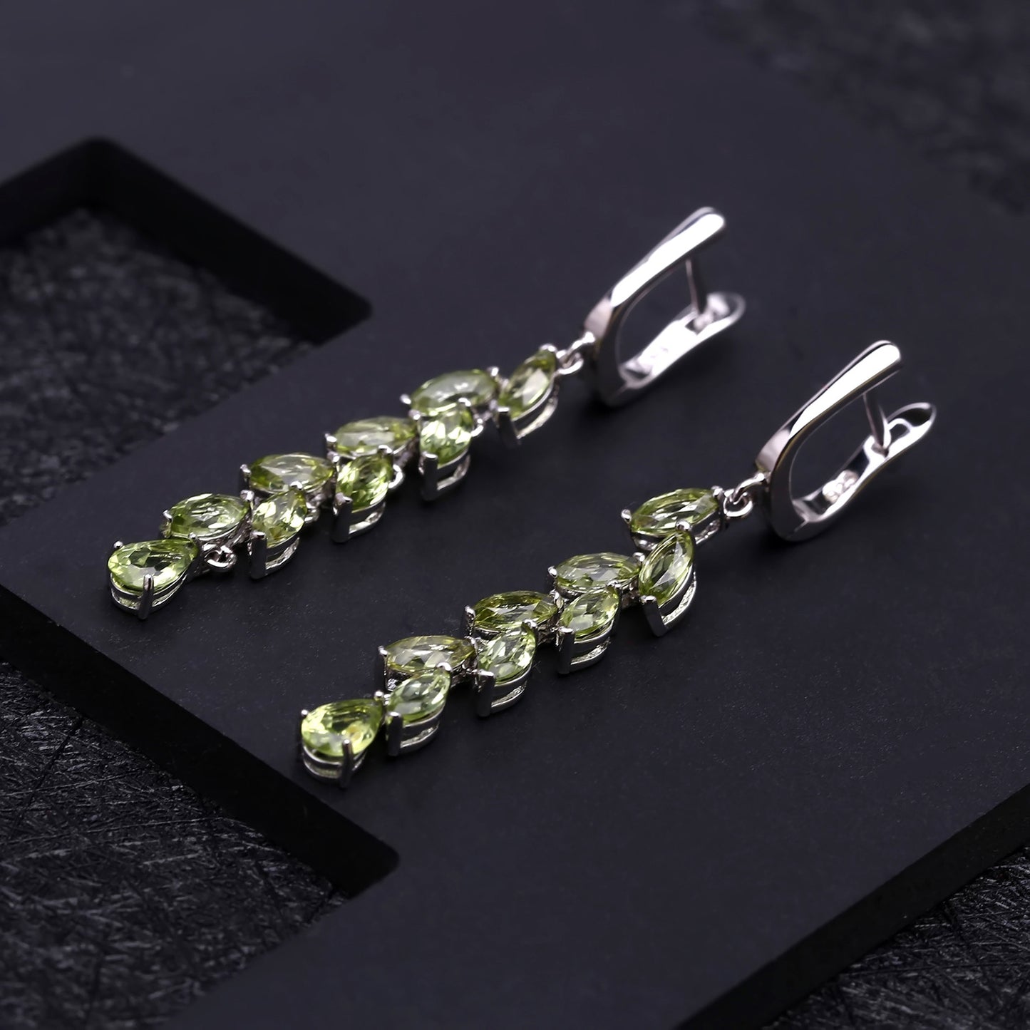 OliyaDesign Luxury Fashion Natural Peridot S925 Silver Earrings