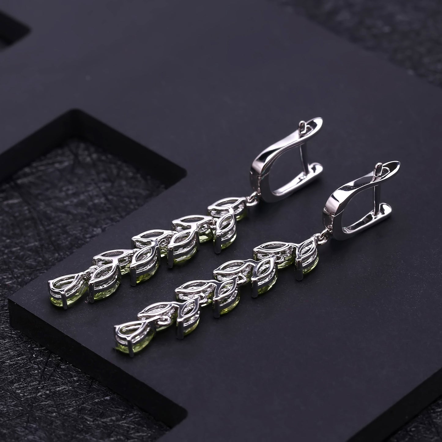 OliyaDesign Luxury Fashion Natural Peridot S925 Silver Earrings
