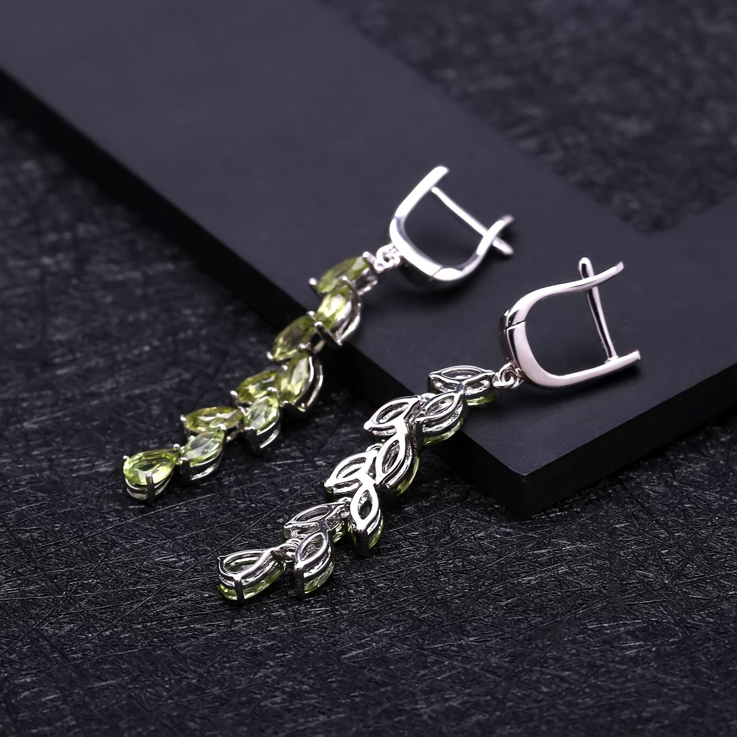 OliyaDesign Luxury Fashion Natural Peridot S925 Silver Earrings