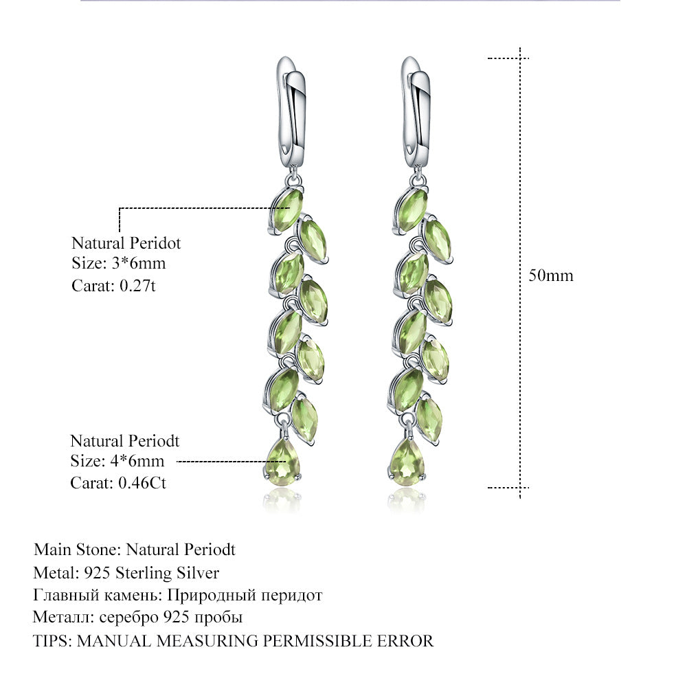 OliyaDesign Luxury Fashion Natural Peridot S925 Silver Earrings