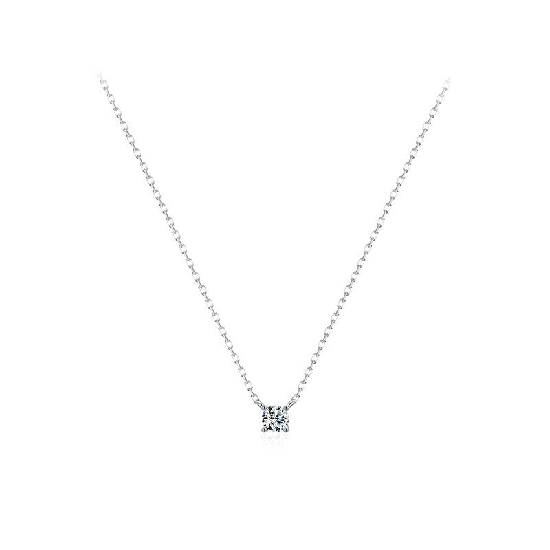 OliyaDesign S925 Sterling Silver Minimalist Simulated Diamond Super Sparkling Necklace